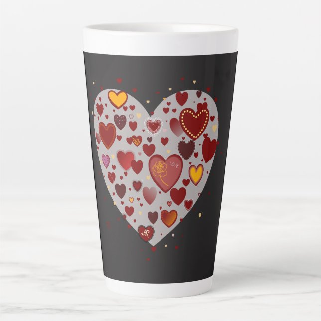 Caneca De Café Latte Corações Pequenos (Frente)