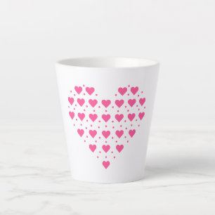 Caneca De Café Latte Corações Rosa