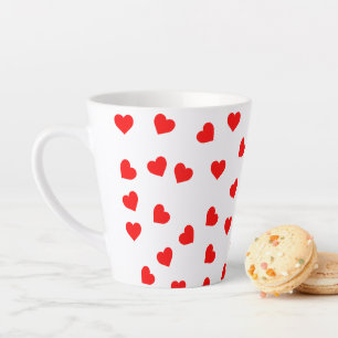 Caneca De Café Latte Corações Vermelhos Reproduzíveis