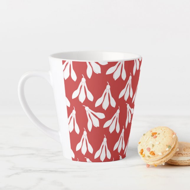 Caneca De Café Latte Coral Red Snowdrop Rain (In Situ)