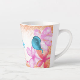 Caneca De Café Latte Coral tropical, Mug de café personalizado rosa