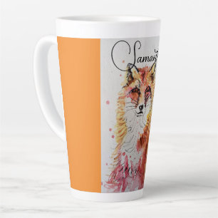 Caneca De Café Latte Corante Vermelho Cachorro Fox Watercolor Pintura M