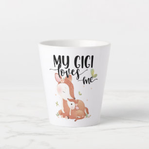Caneca De Café Latte Corça Florestal e Filhote Minha Gigi Me Ama