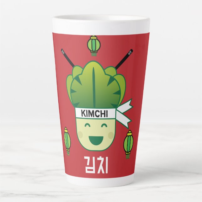 Caneca De Café Latte Coreano Kimich Healthy Cabbage Comidas Apr (Frente)
