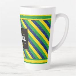 Caneca De Café Latte Cores da Bandeira do Fã de Futebol do Brasil Faixa