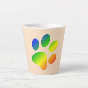 Caneca De Café Latte Cores de Arco-íris Brilhante Impressão de Pata de