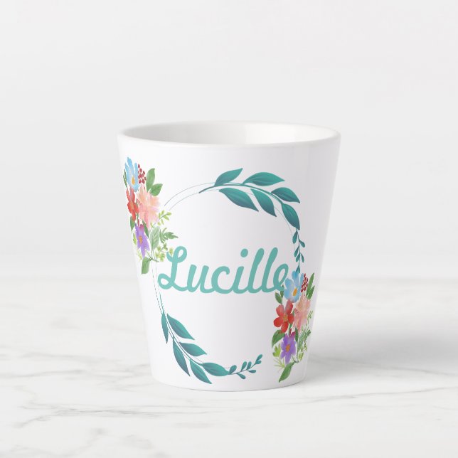 Caneca De Café Latte Cores e flores do Primavera eterno (Frente)