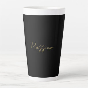 Caneca De Café Latte Cores Ouro Preto Tendências Modernas Simples Nome 