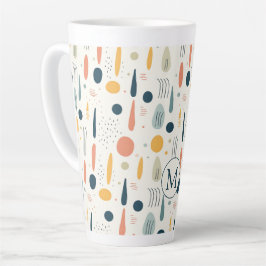 Caneca De Café Latte Cores Pastel Boho Abstrato Minimal Personalizado