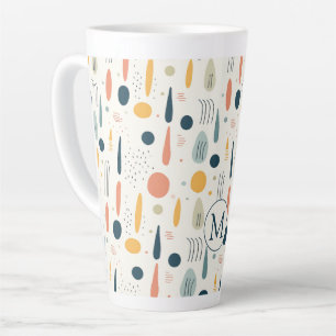 Caneca De Café Latte Cores Pastel Boho Abstrato Minimal Personalizado