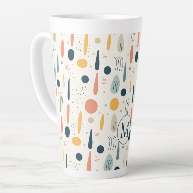 Caneca De Café Latte Cores Pastel Boho Abstrato Minimal Personalizado (Ângulo esquerdo)