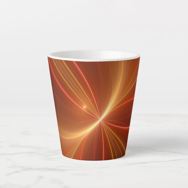 Caneca De Café Latte Cores Quentes Modernas de Arte Fractal Mística Abs (Frente)