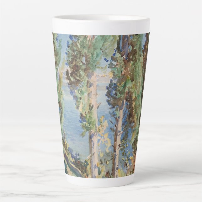 Caneca De Café Latte Corfu Cyprestes por John Singer Sargent (Frente)