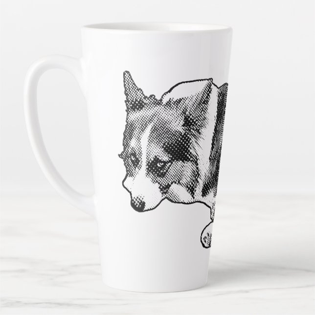 Caneca De Café Latte Corgi Alto, Começo Suave (Esquerda)
