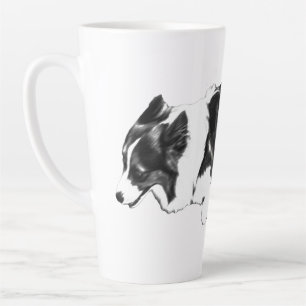 Caneca De Café Latte Corgi desliza pela luz frosty