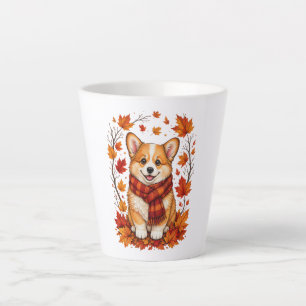 Caneca De Café Latte Corgi Dog Cozy Outono de Outono