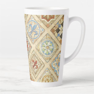 Caneca De Café Latte Coroa de Azulejos Cerâmicos Medieval Fleur De Lis