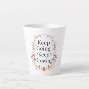 Caneca De Café Latte Coroa Floral Minimalista de Afirmação Positiva