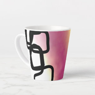 Caneca De Café Latte Corrente de bloqueio: Abstrato cor-de-rosa, amarel