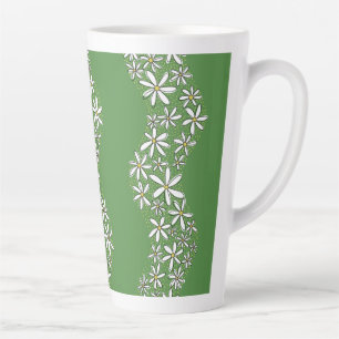 Caneca De Café Latte Corrente de margarida Flores brancas