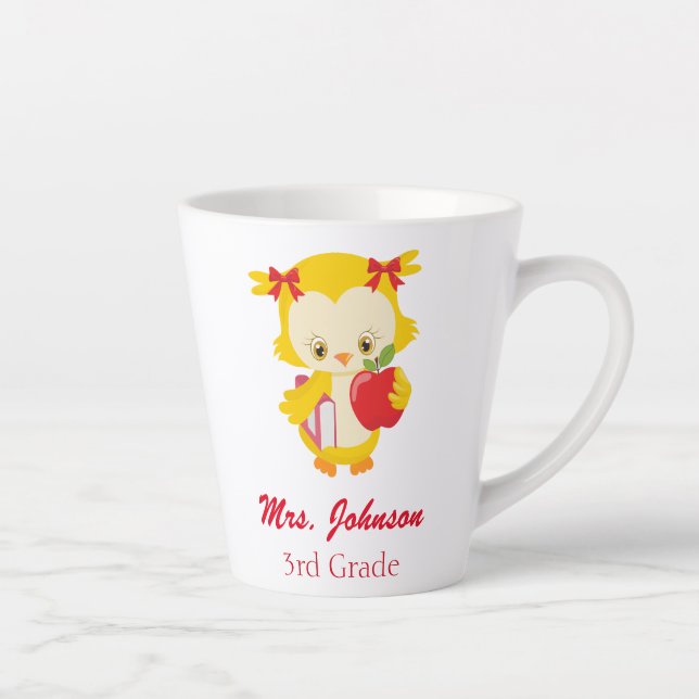 Caneca De Café Latte Coruja amarela-branca, terceira série (Direita)
