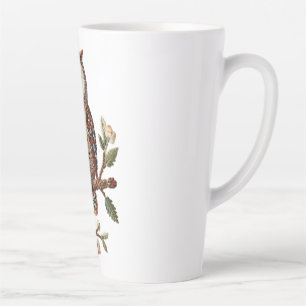 Caneca De Café Latte Coruja Bordada em Galho Desenho de Arte Rústica da