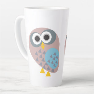 Caneca De Café Latte Coruja cinza azul