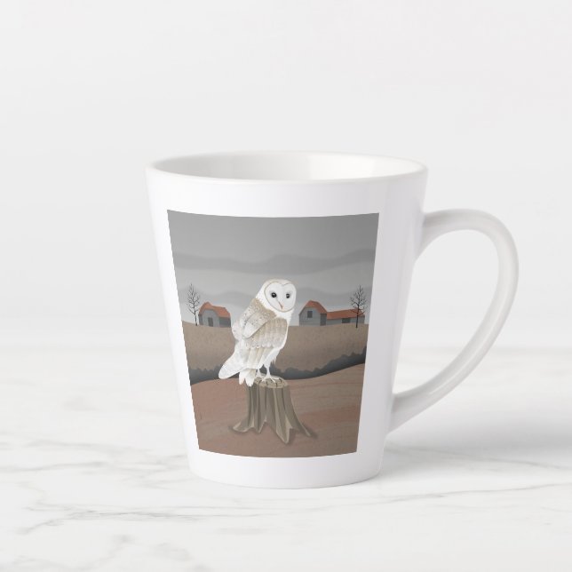 Caneca De Café Latte Coruja-das-torres (Direita)