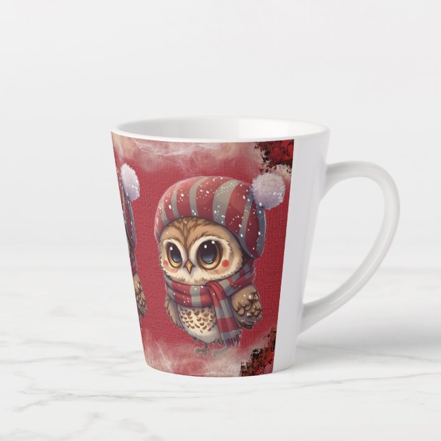 Caneca De Café Latte Coruja de inverno (Direita)