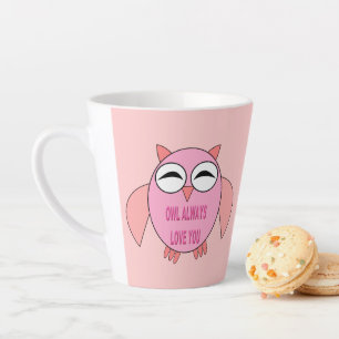 Caneca De Café Latte Coruja de Mensagens de Amor