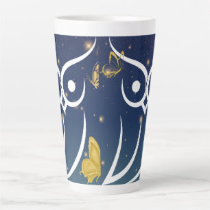 Caneca De Café Latte Coruja e Borboletas