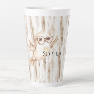 Caneca De Café Latte Coruja Fofa com Óculos