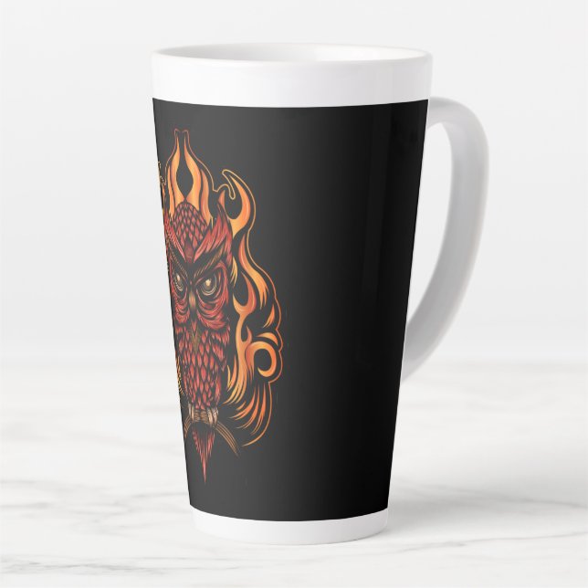 Caneca De Café Latte Coruja-Fogo (Ângulo direito)