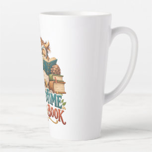 Caneca De Café Latte Coruja Leitora Sonolenta – Humor de Amante de Livr