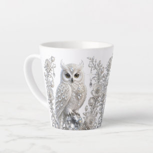 Caneca De Café Latte Coruja Pérola Cristal Branco