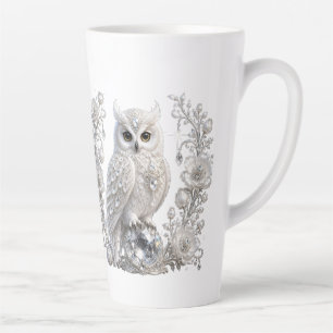 Caneca De Café Latte Coruja Pérola Cristal Branco