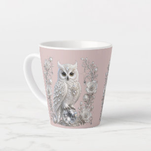 Caneca De Café Latte Coruja Pérola Cristal Branco