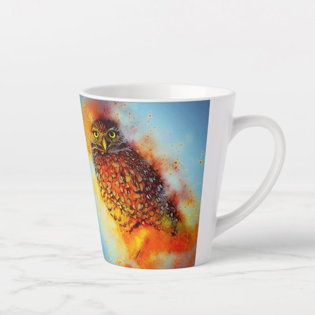 Caneca De Café Latte Coruja salpicada (Direita)