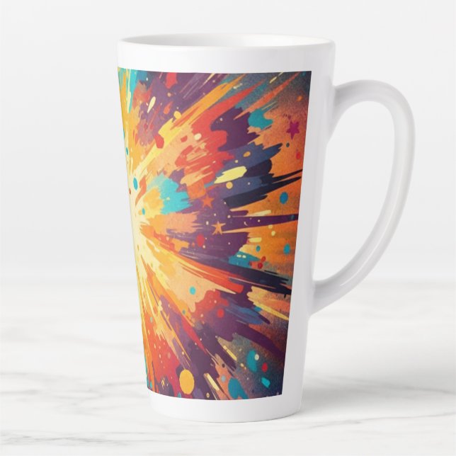 Caneca De Café Latte Cosmic Burst Abstract Splatter Art (Direita)