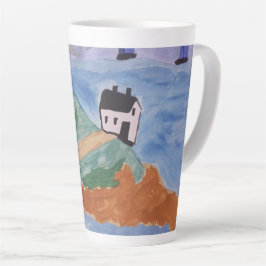 Caneca De Café Latte Costa e Flor de Verão