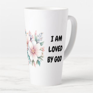 Caneca De Café Latte Costume Eu Sou Amado Por Deus Floral Latte Mug