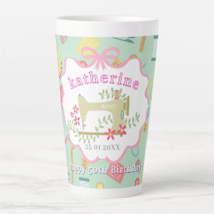 Caneca De Café Latte Costureira Aniversário de 50 anos Máquina de Costu