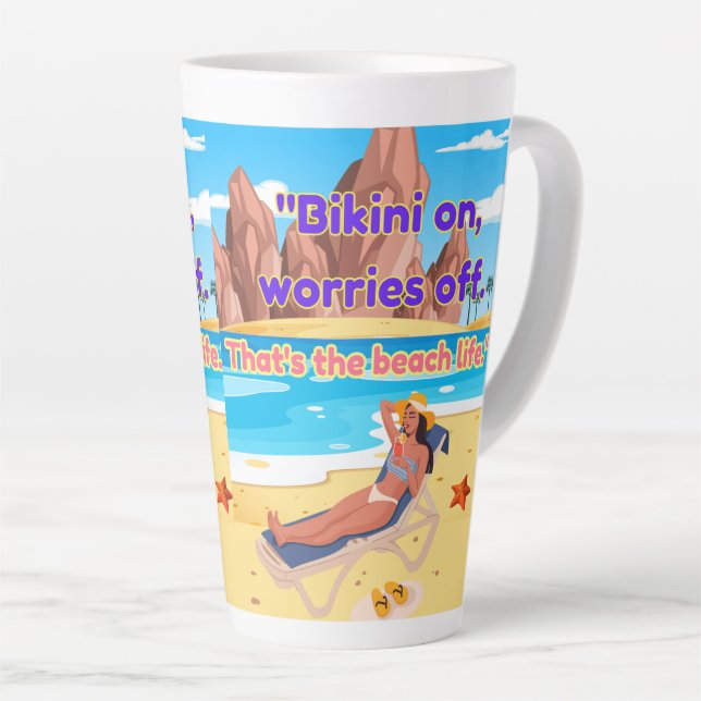 Caneca De Café Latte cota de praia (Ângulo direito)