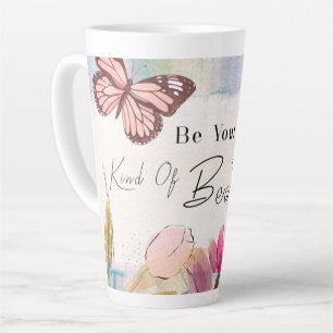 Caneca De Café Latte Cotações quentes e de Borboletas,Monograma Perso