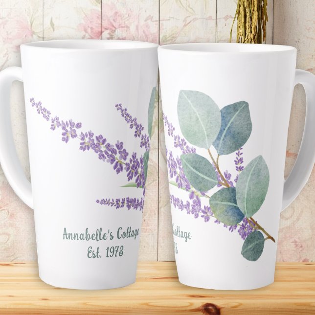 Caneca De Café Latte Cozinha de Campo Lavanda e Eucalipto  (Criador carregado)