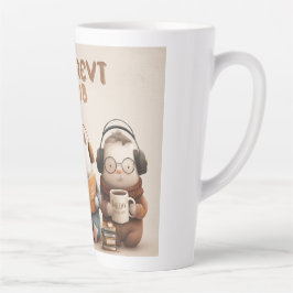 Caneca De Café Latte Cozy Animal Friends Reading and Relaxing