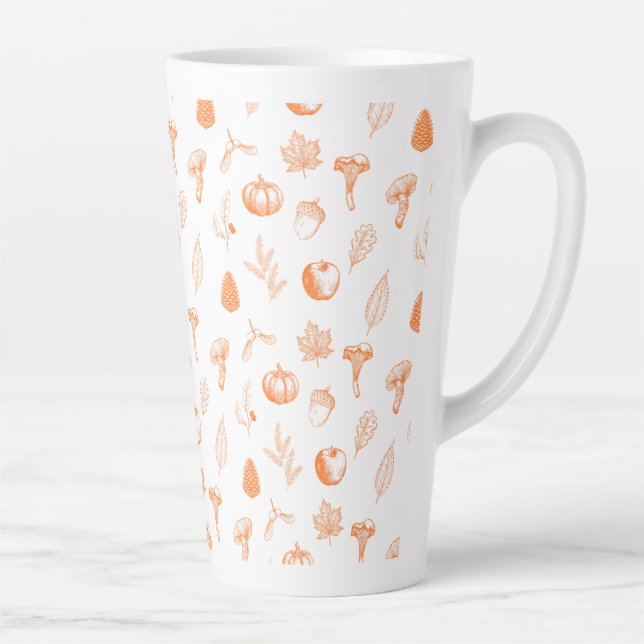 Caneca De Café Latte Cozy Autumn Pattern (Direita)