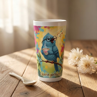 Caneca de Café Latte Cozy Bird