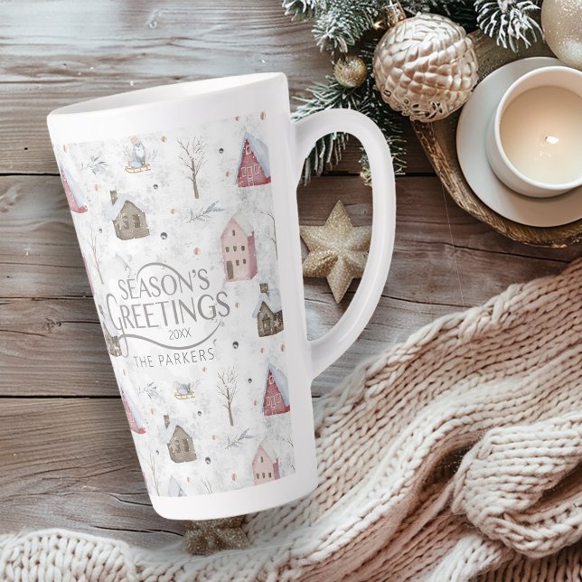 Caneca De Café Latte Cozy Home Christmas Pink ID985 (Criador carregado)