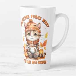 Caneca De Café Latte Cozy Kitten in Fall Comfort
